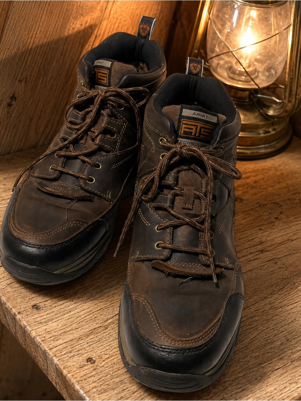 Ariat ATS Brown Leather Work Hiking Boots Men’s 12EE Wide Lace Up